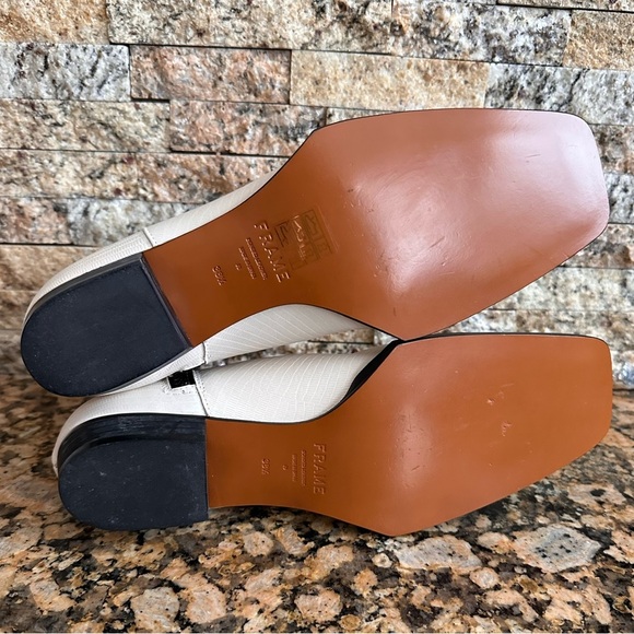 Frame Boots Women’s Le Maddox Leather Ankle Bootie in BEIGE LIZARD - Picture 7 of 8